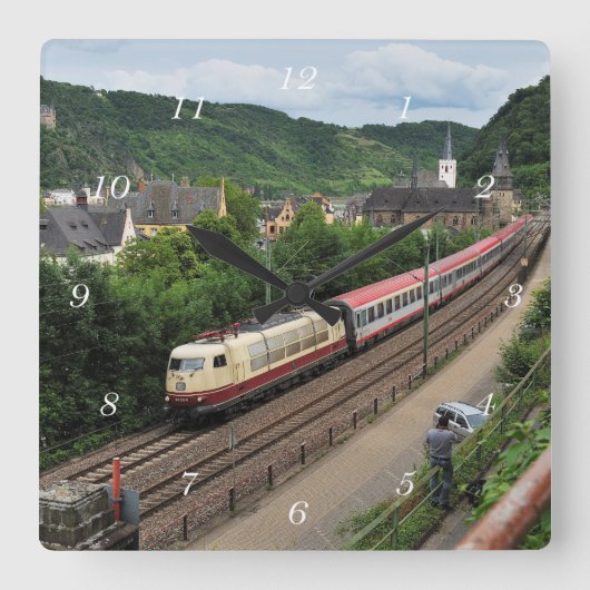 Personenzug in St. Goar スクエア壁時計 (正面)