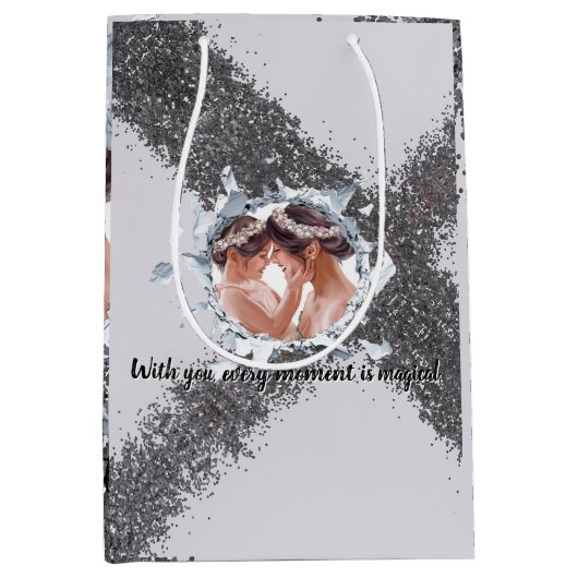 PERSONILIZE TEXT AND PICTURE  ミディアムペーパーバッグ (正面)