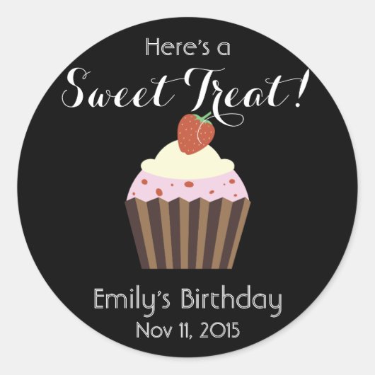 Personizeカップケーキ：ストロベリーショートケーキのお気に入り ラウンドシール (正面)