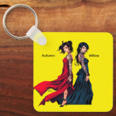 Personized Anime Tattooed Girls Square Keychain  キーホルダー (正面)