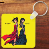 Personized Anime Tattooed Girls Square Keychain  キーホルダー (裏面)