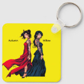 Personized Anime Tattooed Girls Square Keychain  キーホルダー (裏面)