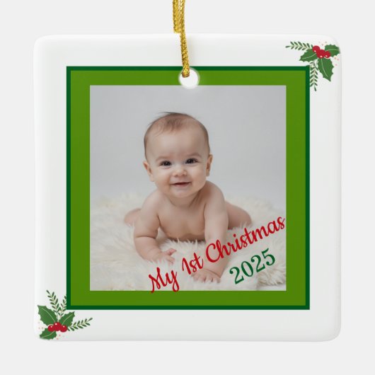 Personized Baby 1st Christmas Ornament セラミックオーナメント (正面)