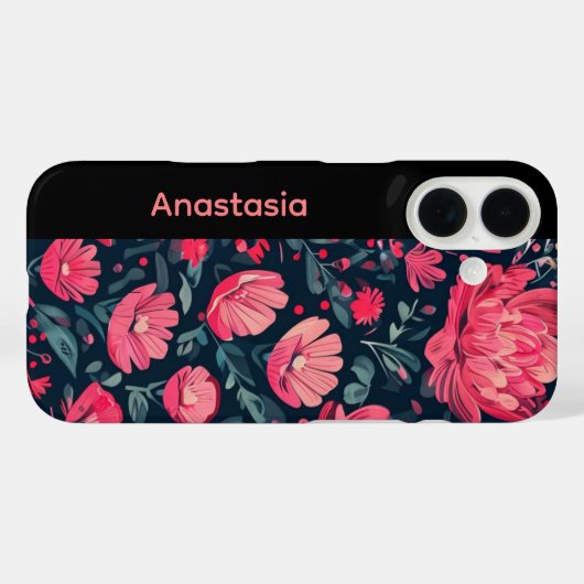 Personized Floral Pink iPhone Case Case-Mate iPhoneケース (裏面 (横))