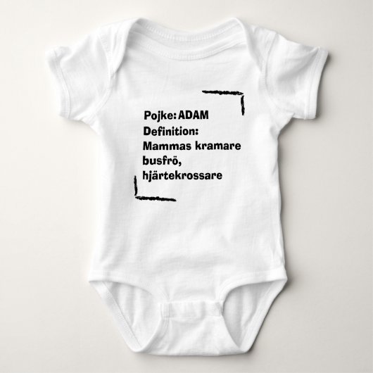 Personlig Babybody med Namn , Personalized Baby  ベビーボディスーツ (正面)