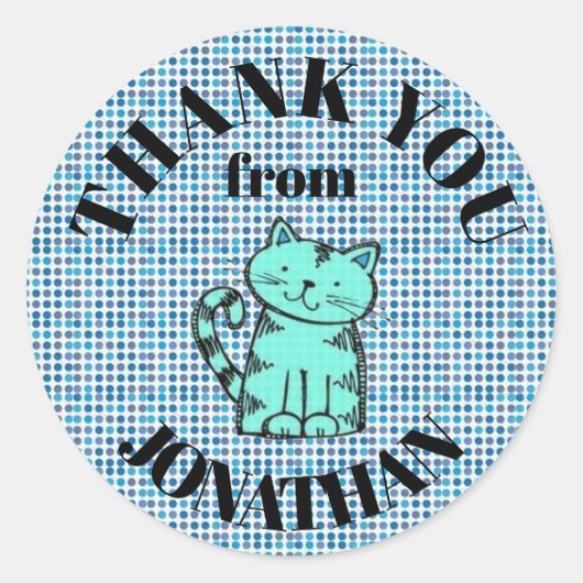 Personlised Thank you Stickers - Shades of Blue ラウンドシール (正面)