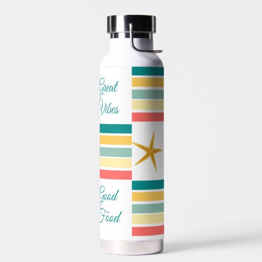Personlizable "Just Beachy" Themed White ウォーターボトル (左面)