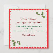 Personlized Merry Christmas Photo Card シーズンカード (裏面)