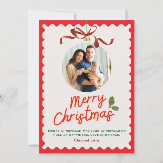 Personlized Merry Christmas Photo Card シーズンカード (正面)