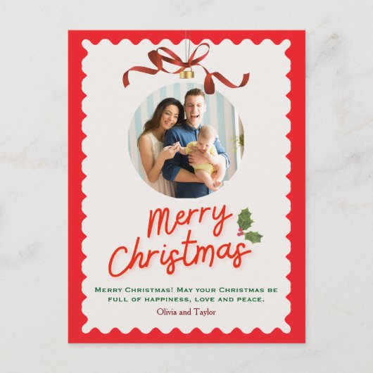 Personlized Merry Christmas Photo Card シーズンポストカード (正面)