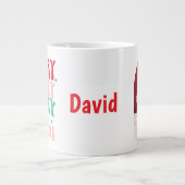 Personlized Merry Merry Merry Christmas Retro ジャンボコーヒーマグカップ (正面)