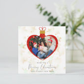 Personlized Photo and text Merry christmas & Happy カード (スタンド正面)