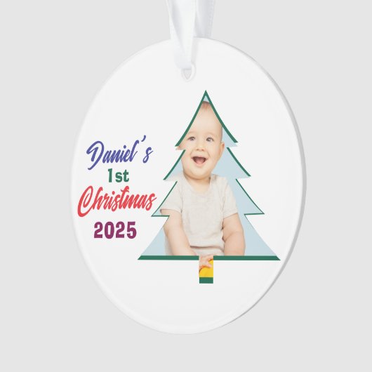 Personlized Photo Daniel's 1st Christmas Tree オーナメント (正面)