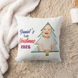 Personlized Photo Daniel's 1st Christmas Tree  クッション