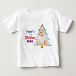 Personlized Photo Daniel's 1st Christmas Tree  ベビーTシャツ