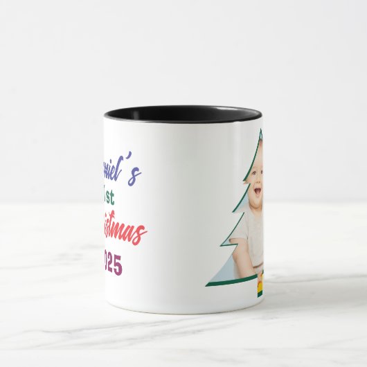 Personlized Photo Daniel's 1st Christmas Tree  マグカップ (中央)