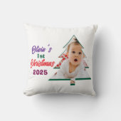 Personlized Photo Olivia's 1st Christmas Tree  クッション (正面)