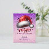 Personlized Scarlet Santa Hat Glow Photo シーズンポストカード (スタンド正面)