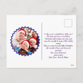 Personlized Scarlet Santa Hat Glow Photo シーズンポストカード (裏面)