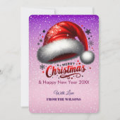 Personlized Scarlet Santa Hat Glow Photo Card シーズンカード (正面)