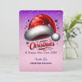 Personlized Scarlet Santa Hat Glow Photo Card シーズンカード