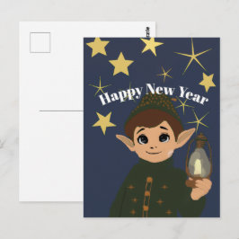 Personnalisable Adorable Elfe et Nuit Étoilée ポストカード