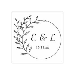 Personnalisé Florale Initiales  ラバースタンプ