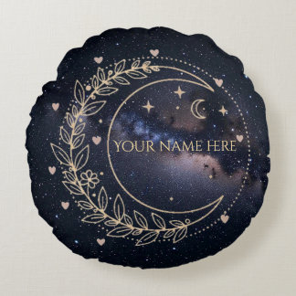 Personnalisé Lune Mystique et Ciel Étoilé ラウンドクッション