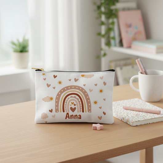 Personnalisée Arc-en-ciel et Cœurs  アクセサリーポーチ