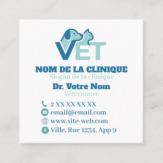 Personnalisée Vétérinaire Moderne Avec Logo スクエア名刺 (正面)