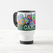 Personzlized明るく幸せな色の花 トラベルマグ (正面左)