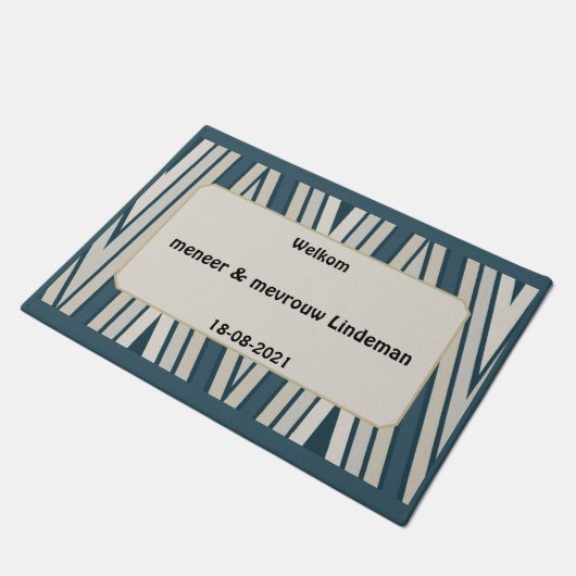 Persoonlijk en origineel huwelijkscadeau met namen ドアマット (アングル)