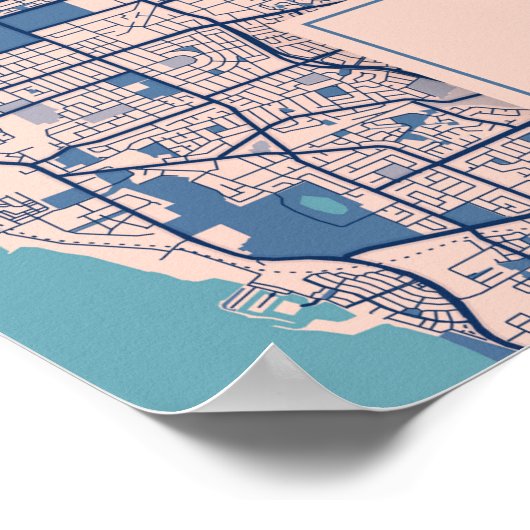 Perth - Australia Breezy City Map  ポスター (角)