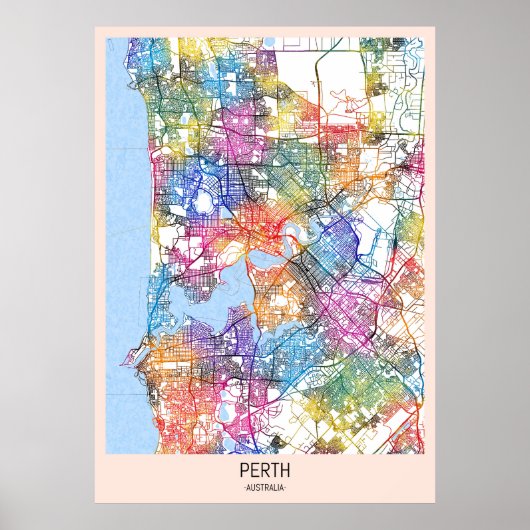 Perth Australia City Map ポスター (正面)