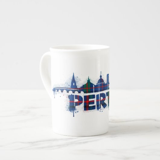 Perth Scotland Tartan Mug Scottish  ボーンチャイナマグカップ (正面左)