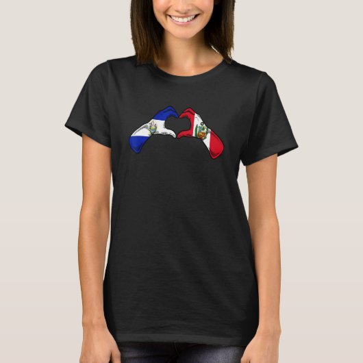 Peru El Salvador Flag Peruvian Salvadorian Heart Tシャツ (正面)