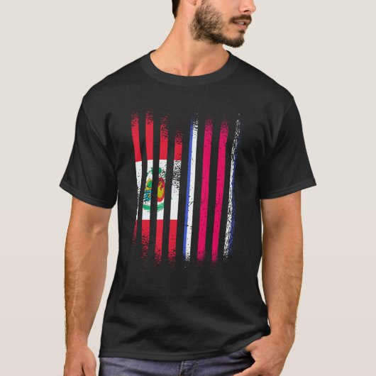 Peru Flag Costa Rica Grown Country Flags Stripes Tシャツ (正面)