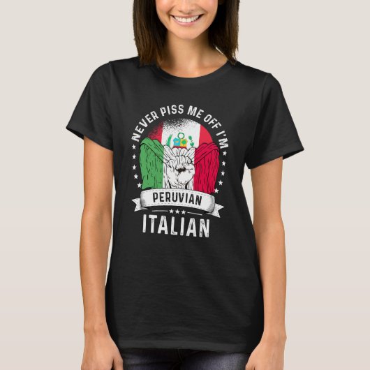 Peru Flag Italy Grown Humor Citizen Pride Tシャツ (正面)