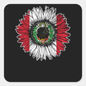 Peru Flag Sunflower スクエアシール (正面)