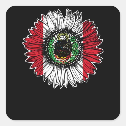 Peru Flag Sunflower スクエアシール (正面)