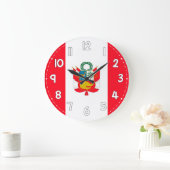 Peru Flag Wall Clock – Patriotic home Decor ラージ壁時計 (ホーム)