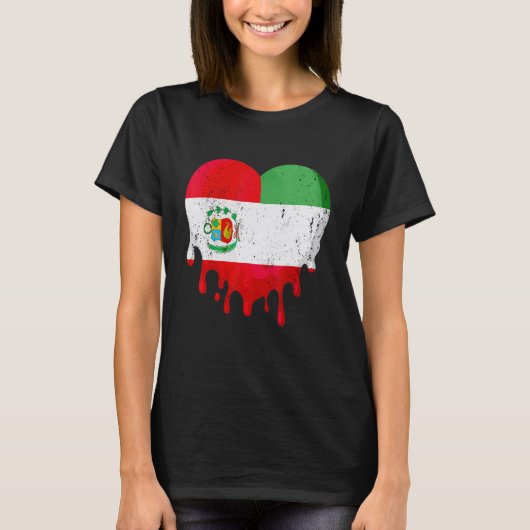 Peru Italy Flag Heart Citizen Drinking Grown Patri Tシャツ (正面)