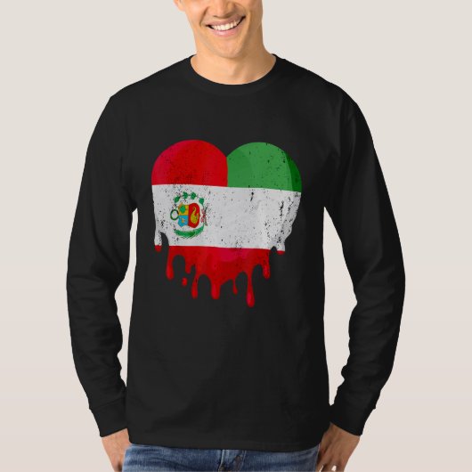 Peru Italy Flag Heart Citizen Drinking Grown Patri Tシャツ (正面)