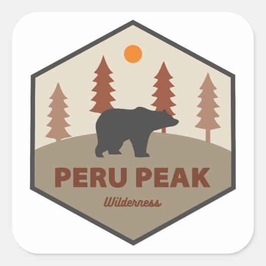 Peru Peak Wilderness Vermont Bear スクエアシール (正面)
