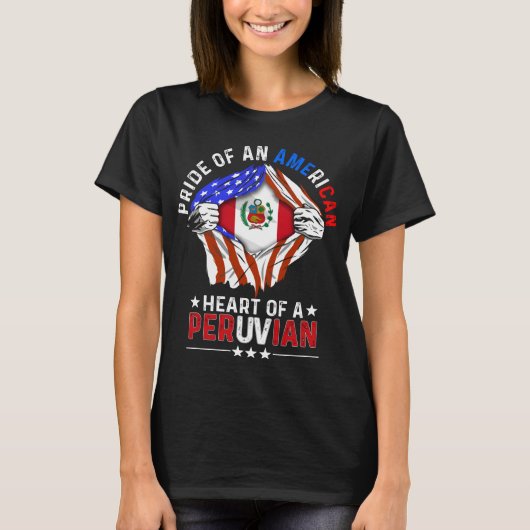 Peruvian American Foreign Country Peru Flag Tシャツ (正面)
