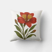 Peruvian Lily Throw Pillow | Vintage Botanical クッション (裏面)
