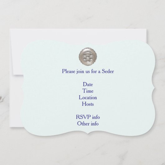 Pesachの単語および記号のカードまたは招待状 招待状 (裏面)