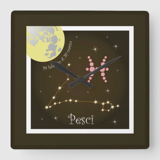 Pesci 19 febbraio al 20 marzo Uhr スクエア壁時計 (正面)