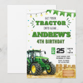 Pesonal Boy Tractor Birthday party 招待状 (正面/裏面)