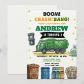 Pesonal Dump Everything Trash Truck Birthday Bash 招待状 (正面/裏面)